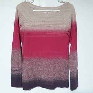 American Eagle Outfitters Womens Shirt Striped M Medium Pink Purple Long Sleeve